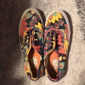 Peacock Feather Vans. Size 7.5. Shoelaces are missing but easily replaceable.